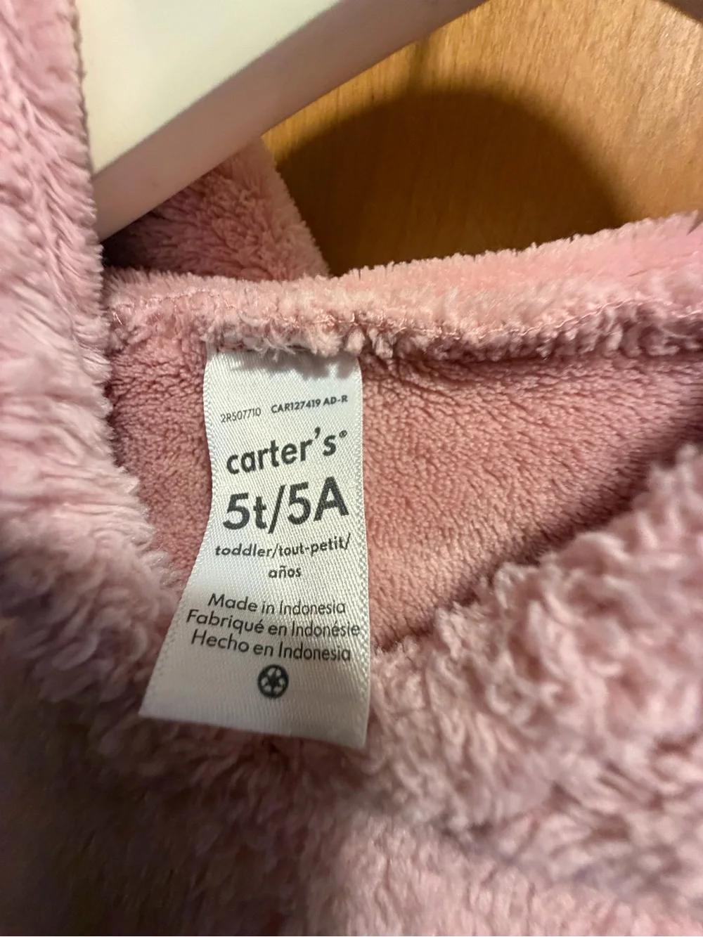 Carter's Plush Hooded Crewneck Sweater in Soft Pink